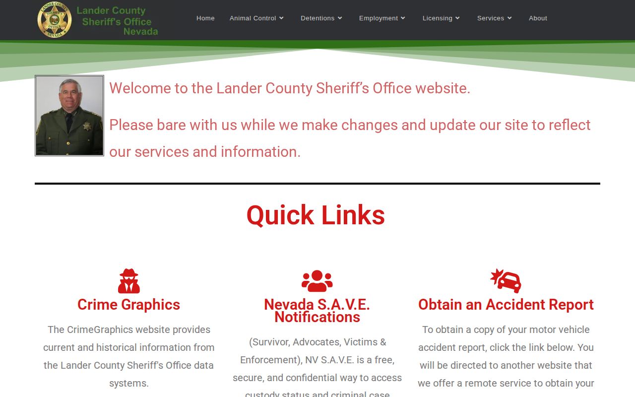 Official Lander County Sheriff Office website