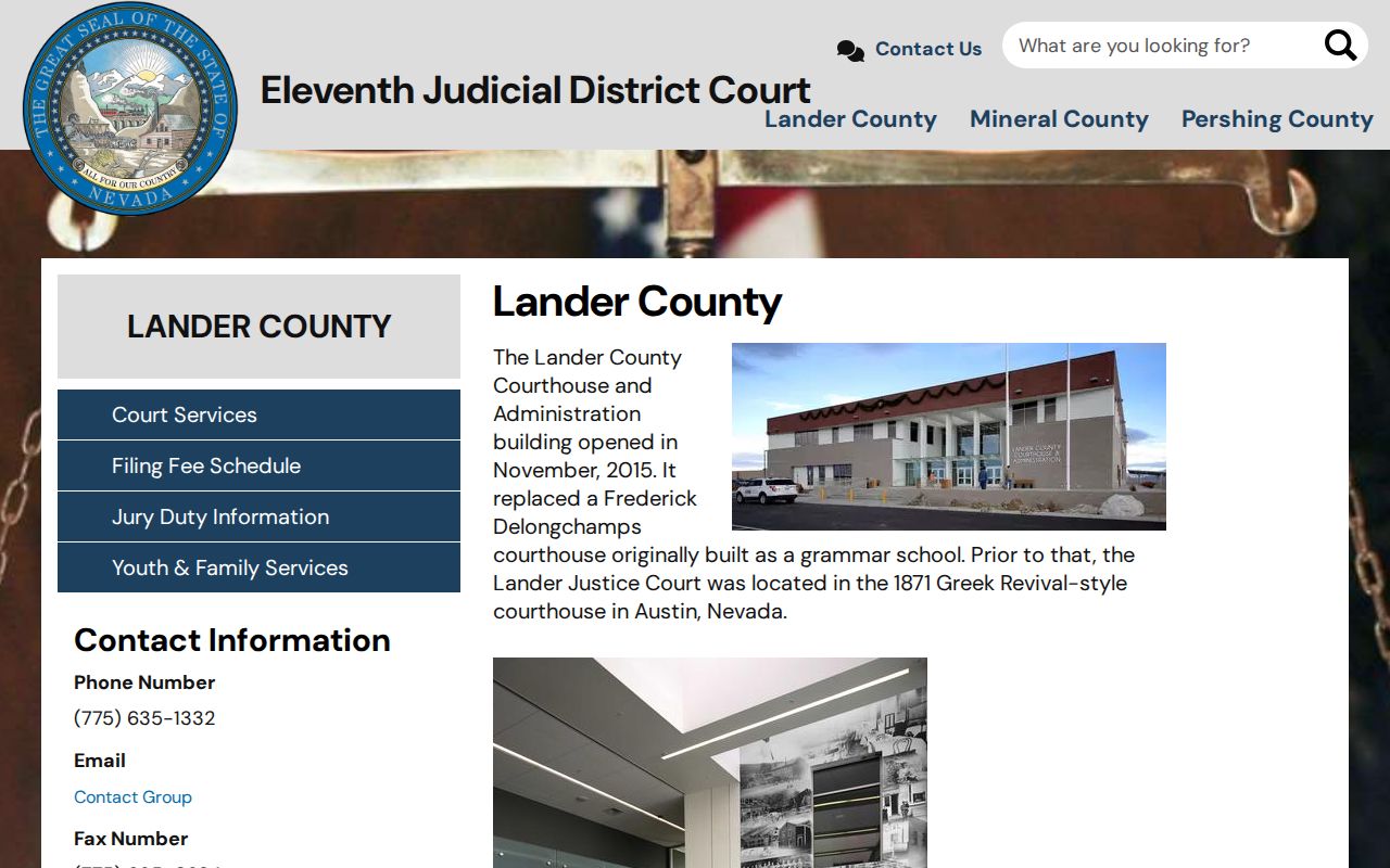 Official Eleventh Judicial District Lander County page