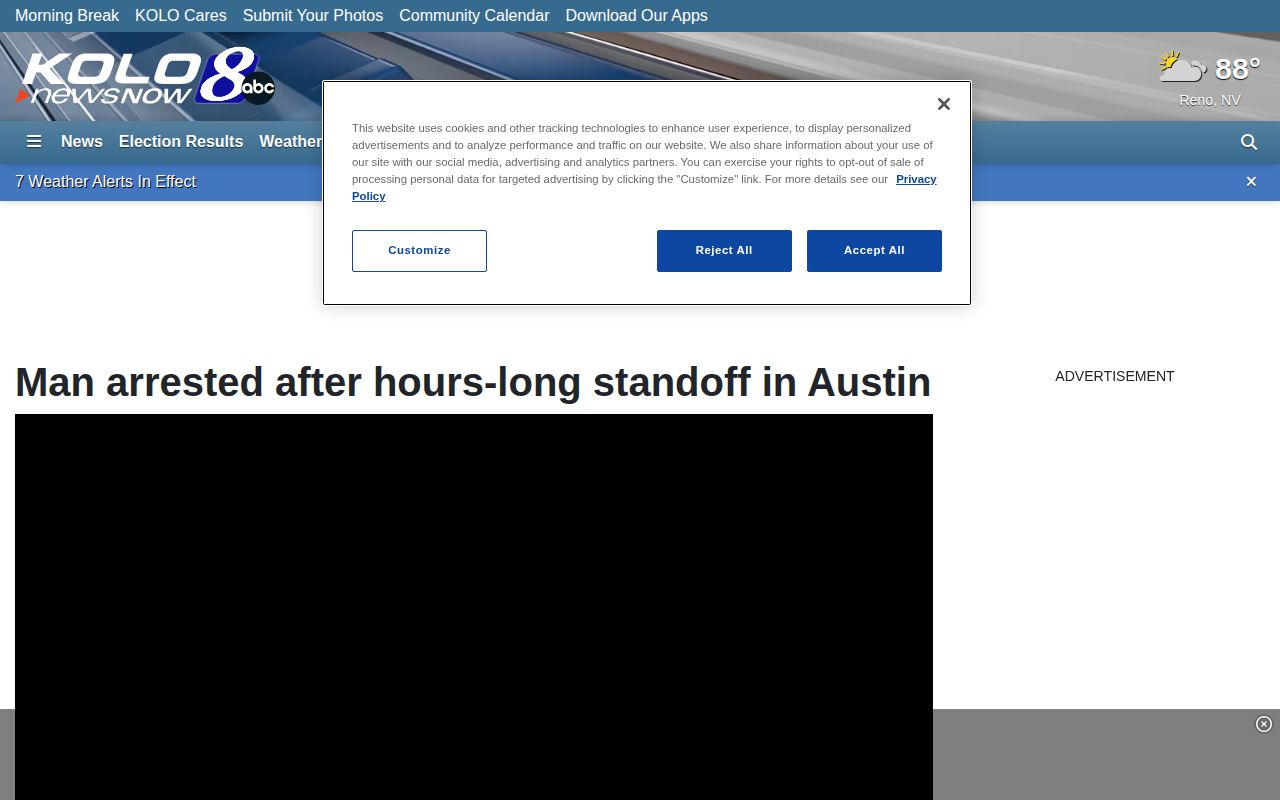 KOLO report page about a significant Austin arrest event